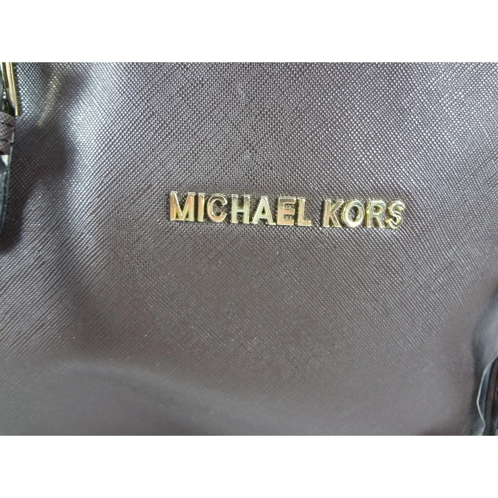 NWT Michael Kors Luxury Tote Charm Gunmetal‎ Saffiano Leather Gold Hardware